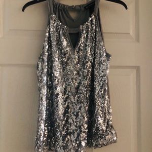 Silver sequin tank night blouse (gently used)